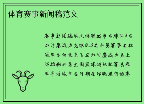 体育赛事新闻稿范文