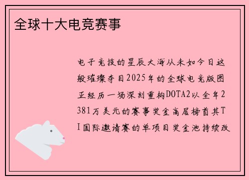 全球十大电竞赛事